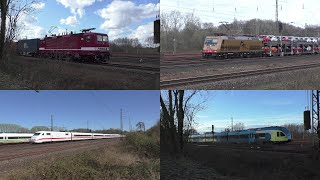 Bahnverkehr am Brackeler Feld mit Güterzügen ICE 1amp2 Br 1463  Dostos Br 462 ICs und Eurobahn [upl. by Portwin92]