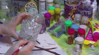 DIY  Glas mit Heißkleber verziert als Silvesterdeko [upl. by Ecinereb953]