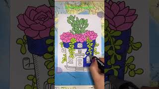 Vase of flowers🪴🌺🌸 flowers vase drawing coloring coloringbook duhok kurdistan art [upl. by Adnocahs]