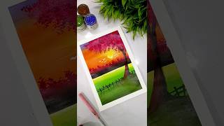 Painting Easiect landscapes 🌆🌄🌆landscape like colors shorts youtubeshorts share subscribe yt [upl. by Stoughton]