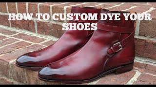 How to custom dye your shoes A patina on Carmina Jodhpur boots [upl. by Atoel78]