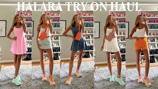 HALARA ACTIVEWEAR TRY ON HAUL  bike shorts tennis dresses and summer shorts  20 off code [upl. by Manbahs952]