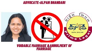 Voidable Marriage amp Annulment of marriage in NepalAdvocate Alpana Bhandari [upl. by Halette]