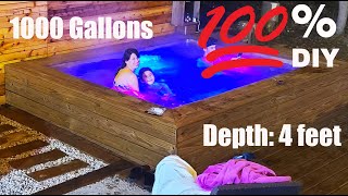 Family builds a DIY inground Hot TubSpa 4 foot deep 1000 gallons fits 10 [upl. by Aneert]