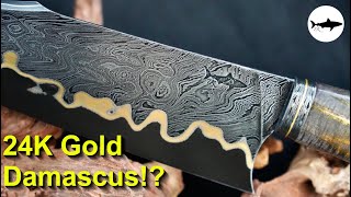 Forging a 🌟Gold🌟 Damascus Chef Knife [upl. by Llehsram362]