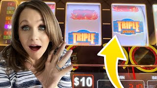 Playing AGGRESSIVE on Triple Double Jackpot Wild Slots WINNER [upl. by Rialcnis]