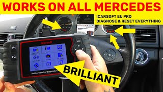 iCarsoft EU PRO Fixing Mercedes Check Engine ABS amp SRS Airbag Light WORKS ON ALL MERCEDES [upl. by Durwood831]