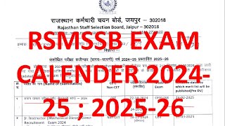 RSMSSB EXAM CALENDAR 202425  202526  70  Exams Scheduled in Calendar rsmssb rpsc [upl. by Eittocs464]