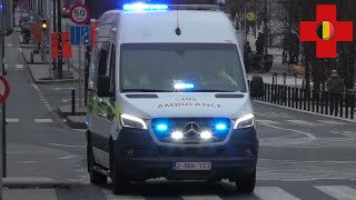 Luchthoorn Ambulance A58 Belgische Rode Kruis met spoed door Brussel [upl. by Yehs]