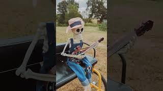 Have you seen a skeleton play banjo while driving his mini horse No Well now you have 💀🤣 [upl. by Ecnarual]