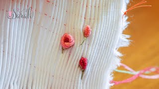 Sewing bullion roses on top of smocking pleats [upl. by Alahs606]