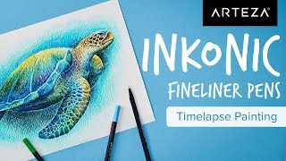 TIMELAPSE  Creating Lifelike Art With Arteza Inkonic Fineliner Pens  Arteza [upl. by Wynn661]