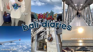 BALI DIARIES EPS 1 🪼🌺  sunset at kuta hard rock strolling around shopping  Indonesian vlog [upl. by Einnej]