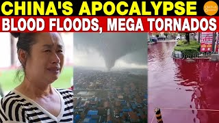 Streets Flooded with BloodRed Waters Giant Tornadoes Devastate Cities Apocalyptic Scenes in China [upl. by Fiertz592]