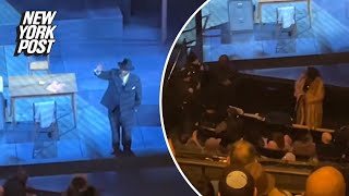 Unhinged woman stops Broadway’s ‘Death of a Salesman’ — cops called  New York Post [upl. by Pimbley215]