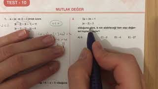 KAREKÖK TYT Matematik Mutlak Değer Test10 Anlatımlı Çözümleri20182019 basım [upl. by Mylander699]