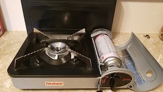 Iwatani butane stove burner review cooking dinner [upl. by Clougher]