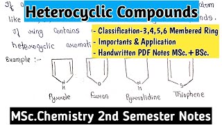 Heterocyclic Compounds  ThreeFourFive Six Membered Rings  Importance amp Application mscnotes [upl. by Flosser663]