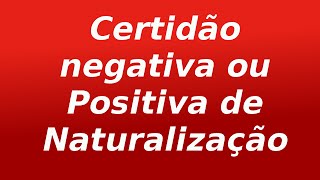 Certidão Negativa ou Positiva de Naturalização [upl. by Rose]