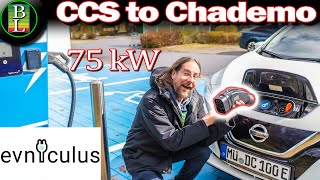 Charging Nissan Leaf at CCS Hypercharger  Evniculus CCS to Chademo Adapter [upl. by Nwahsid]