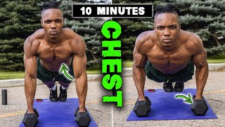 10 MINUTE LIGHTWEIGHT DUMBBELL CHEST WORKOUT  NO BENCH NEEDED [upl. by Ramberg304]