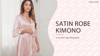 Satin Kimono Nightgown  Ekouaer Comfort Collection [upl. by Deys567]