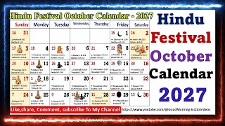 Hindu Festival October Calendar  2027 octobercalender2027 [upl. by Lammaj]