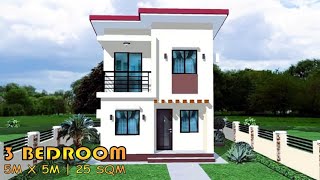 25 SQM  3 BEDROOM  SMALL 2 STOREY HOUSE DESIGN IDEA  5M X 5M  2 TampB  BAHAY  PORMA HOUSE [upl. by Egan304]