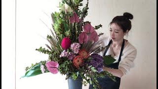 트래데셔널 페데스탈 디자인 플로리스트 일상 Working on the Traditional Pedestal Design flower vase [upl. by Dracir]