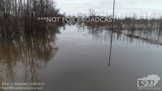 2 20 19 Vicksburg MS Mississippi River Begins To Flood Aerial Views Closed Flooded Roads 4K [upl. by Hsuk]