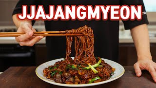 The BEST Korean Noodles Jjajangmyeon Black Bean Noodles Recipe [upl. by Aeynod]